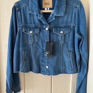 NEW PAIGE CROPPED ROWAN STRETCH DENIM JEAN JACKET WOW! M